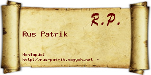 Rus Patrik névjegykártya